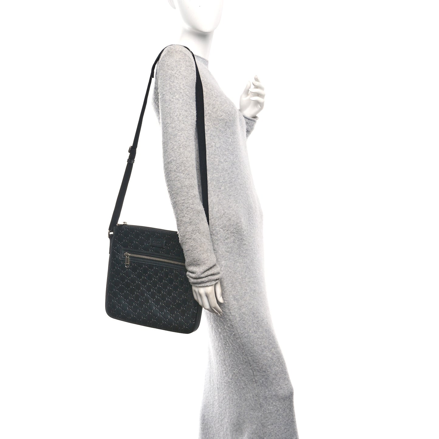Guccissima Signature Medium Flat Messenger Bag Black