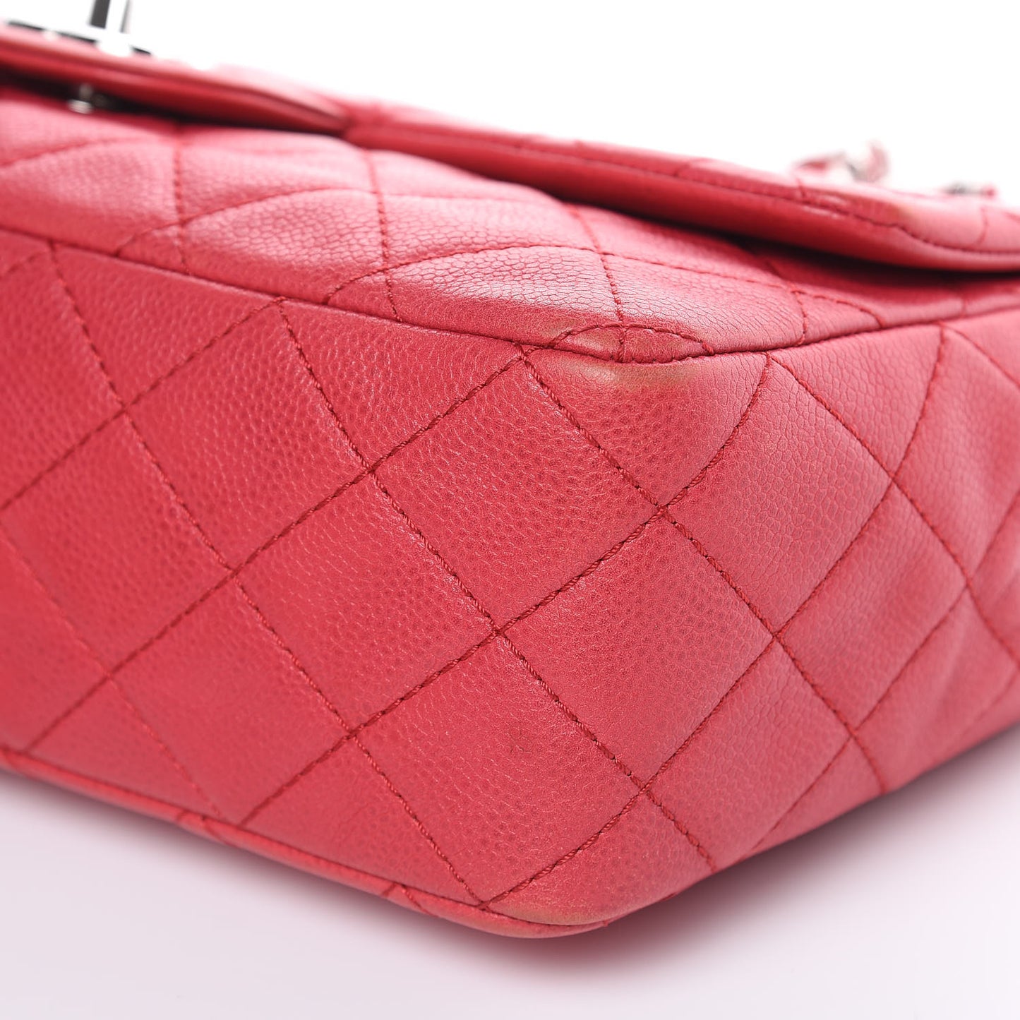 Washed Caviar Quilted Jumbo Single Flap Fuchsia