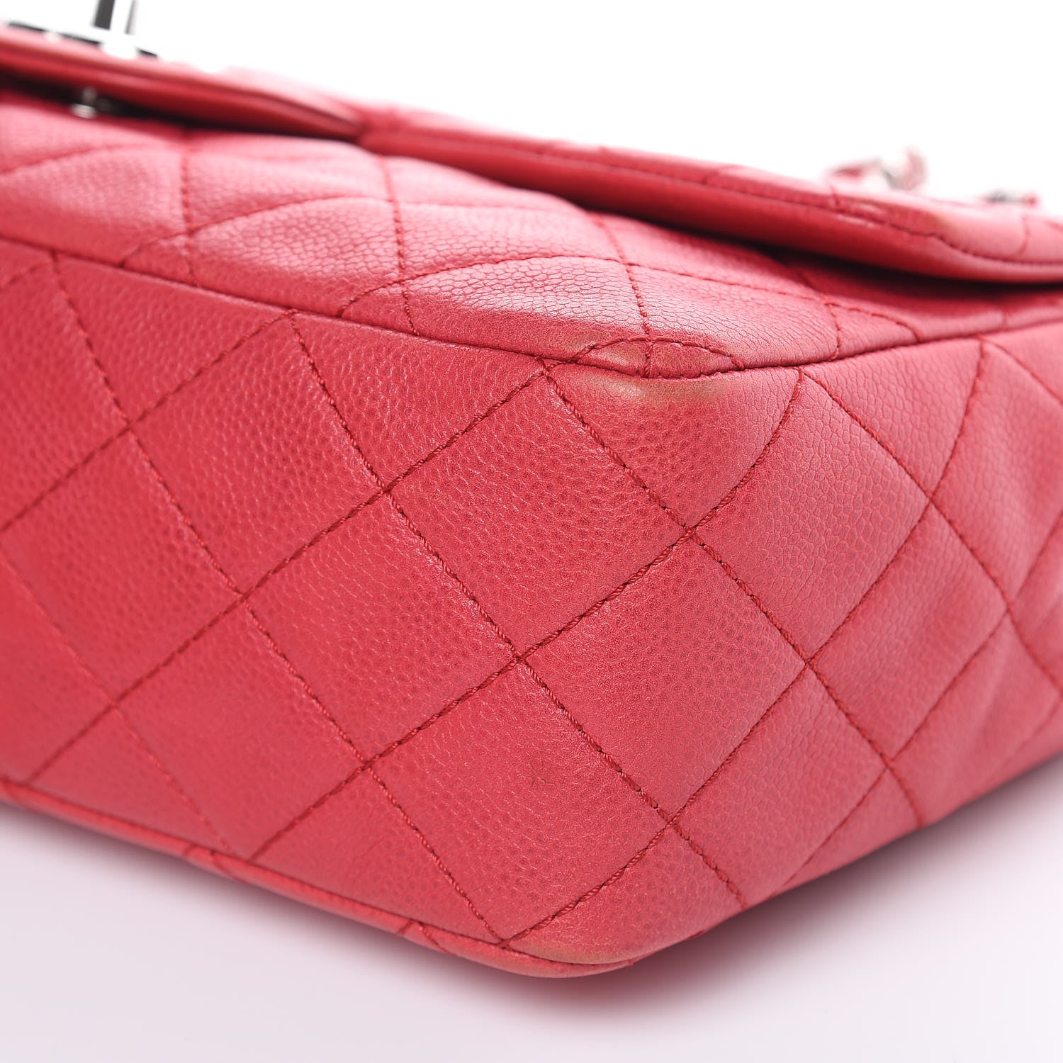 Chanel Washed Caviar Quilted Jumbo Single Flap Fuchsia 9 of 19