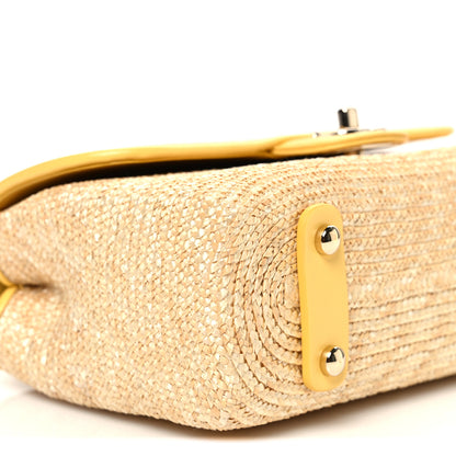 Chanel Raffia Lambskin Small Flap Bag Beige Yellow 8 of 9