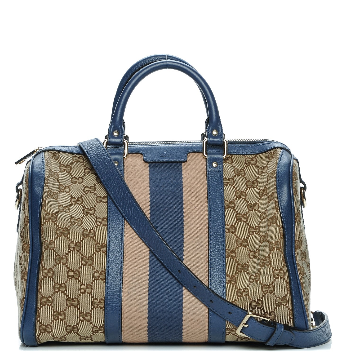 Gucci Monogram Vintage Web Medium Boston Blue 1 of 9