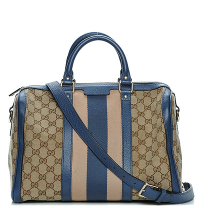 Gucci Monogram Vintage Web Medium Boston Blue 1 of 9