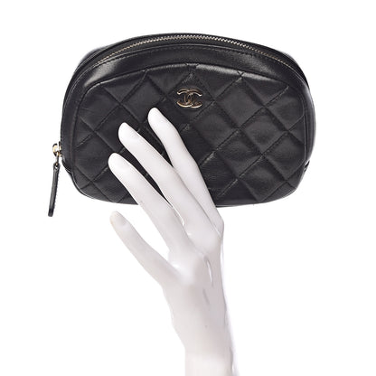 Chanel Lambskin Quilted Small Curvy Pouch Cosmetic Case Black 2 of 7
