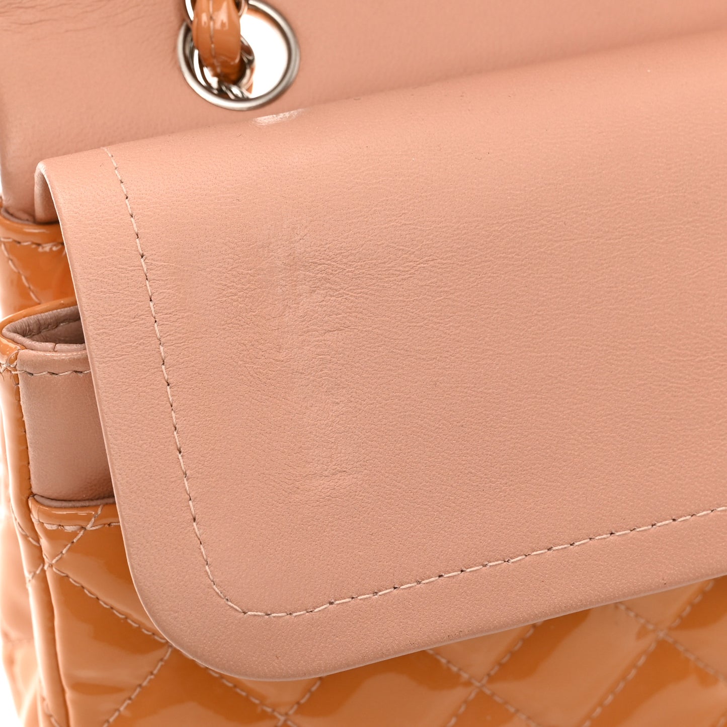 Patent Quilted Medium Double Flap Light Pink