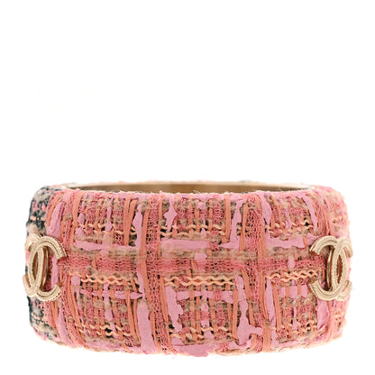 Chanel CC Tweed Cuff Bracelet S Pink 3 of 6