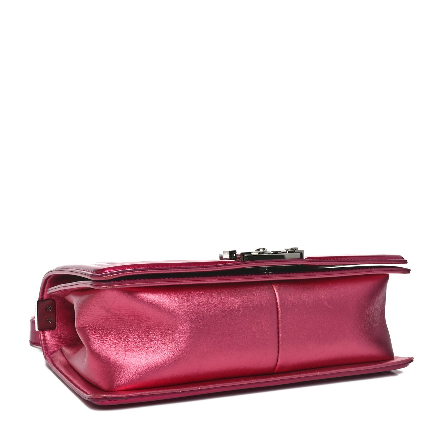 Metallic Patent Calfskin Quilted Medium Boy Flap Pink