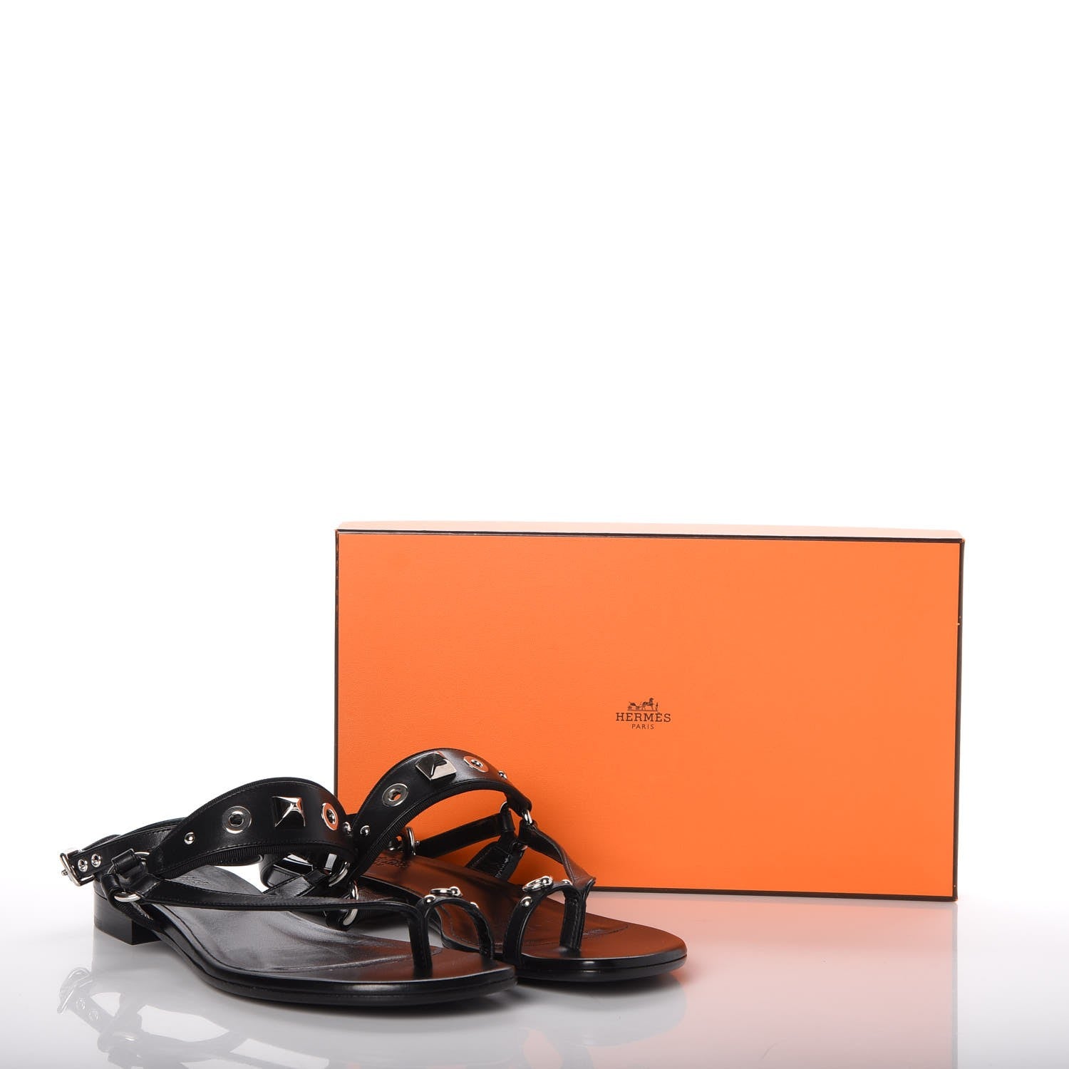 Hermes Calfskin Grosgain Obsession Sandals 39 Black 9 of 9
