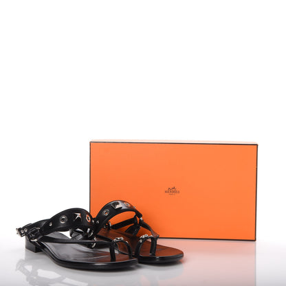 Hermes Calfskin Grosgain Obsession Sandals 39 Black 9 of 9