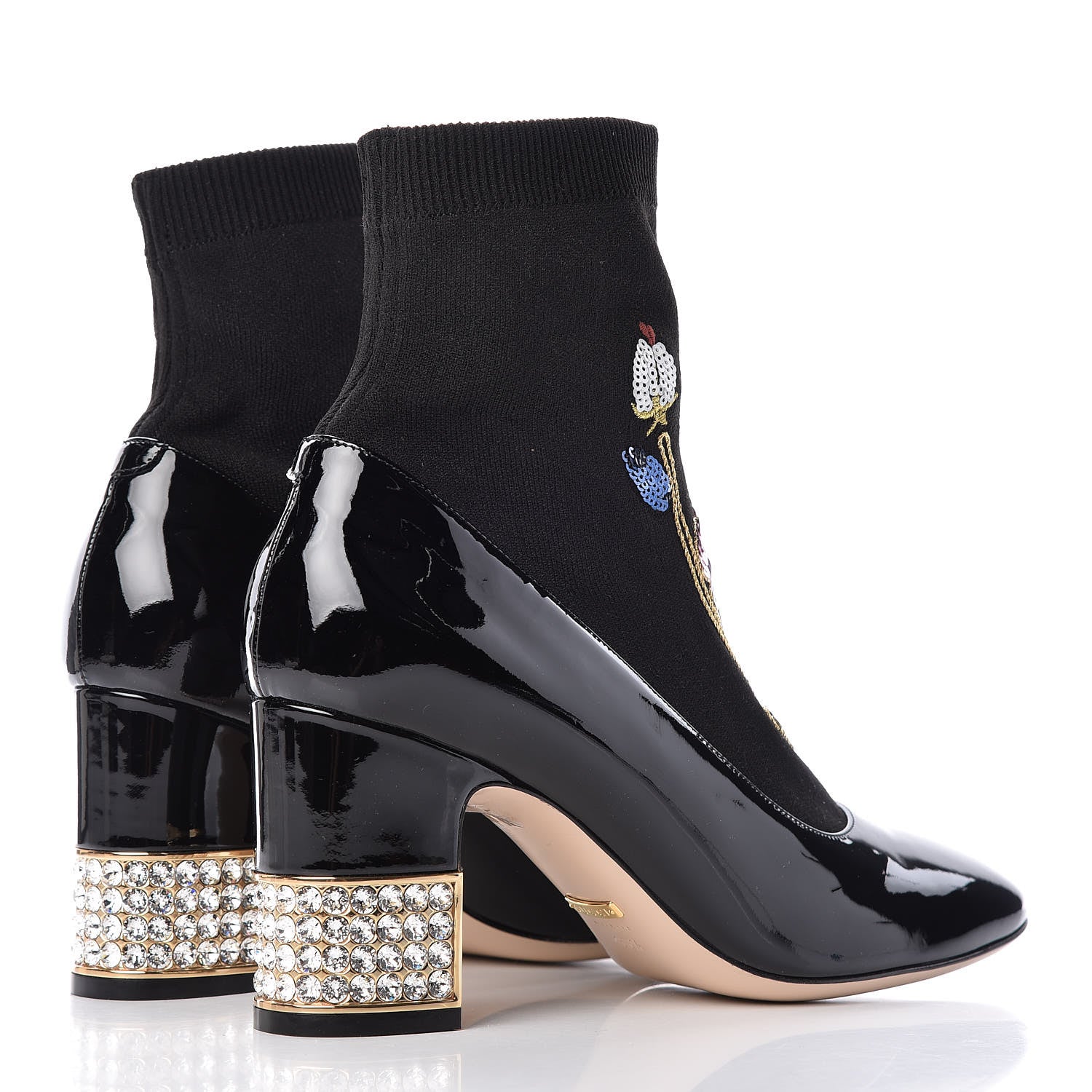 Gucci Patent Calfskin Candy Sock Ankle Boots 38.5 Black 4 of 9