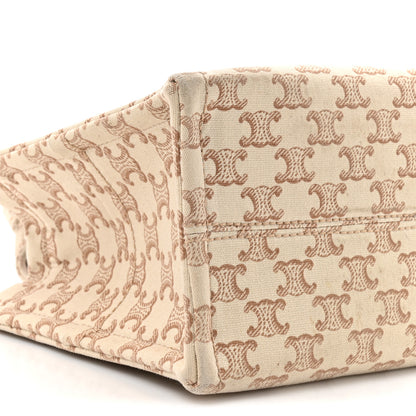 Celine Canvas Calfskin Triomphe Print Small Cabas Thais White 9 of 16