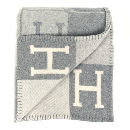 Hermes Wool Cashmere Avalon III Blanket Ecru Gris Clair 2 of 3