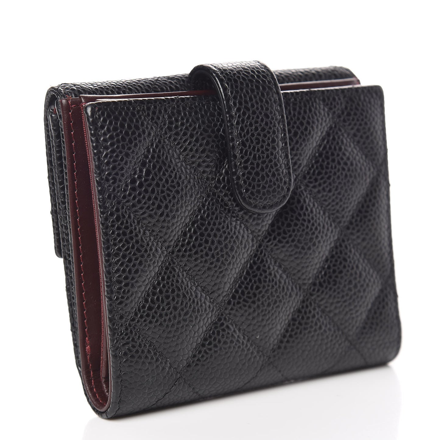 Caviar Quilted Compact French Flap Wallet Black