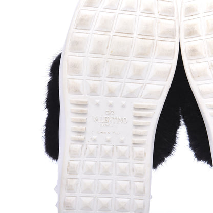 Valentino Garavani Calfskin Mink Fur Sneakers 36 White Black 6 of 9