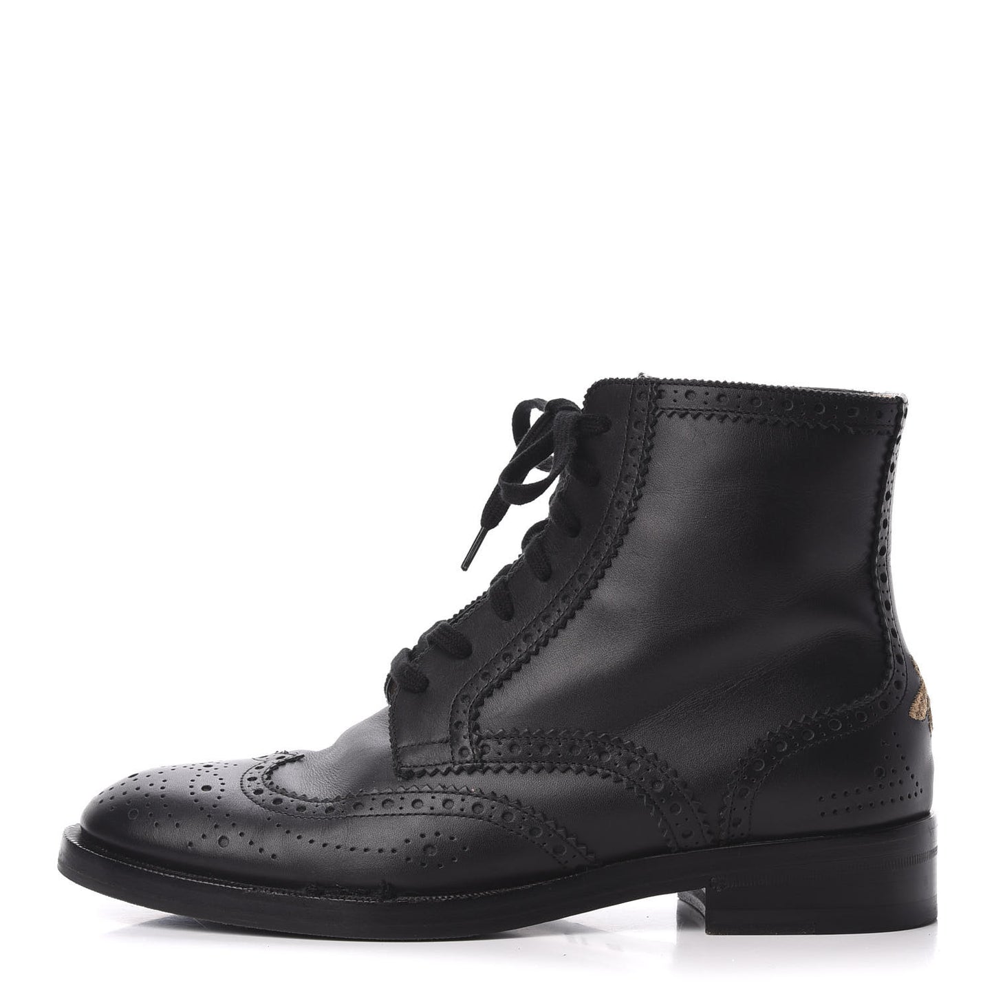 Calfskin Womens Queercore Brogue Wingtip Boots 38.5 Black