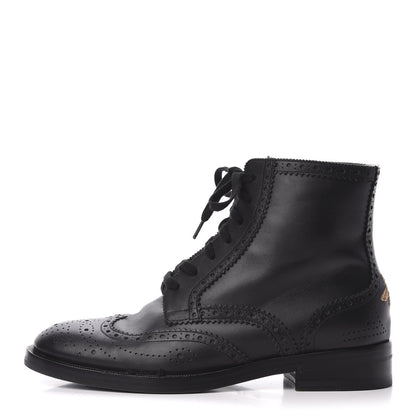 Gucci Calfskin Womens Queercore Brogue Wingtip Boots 38.5 Black 1 of 10