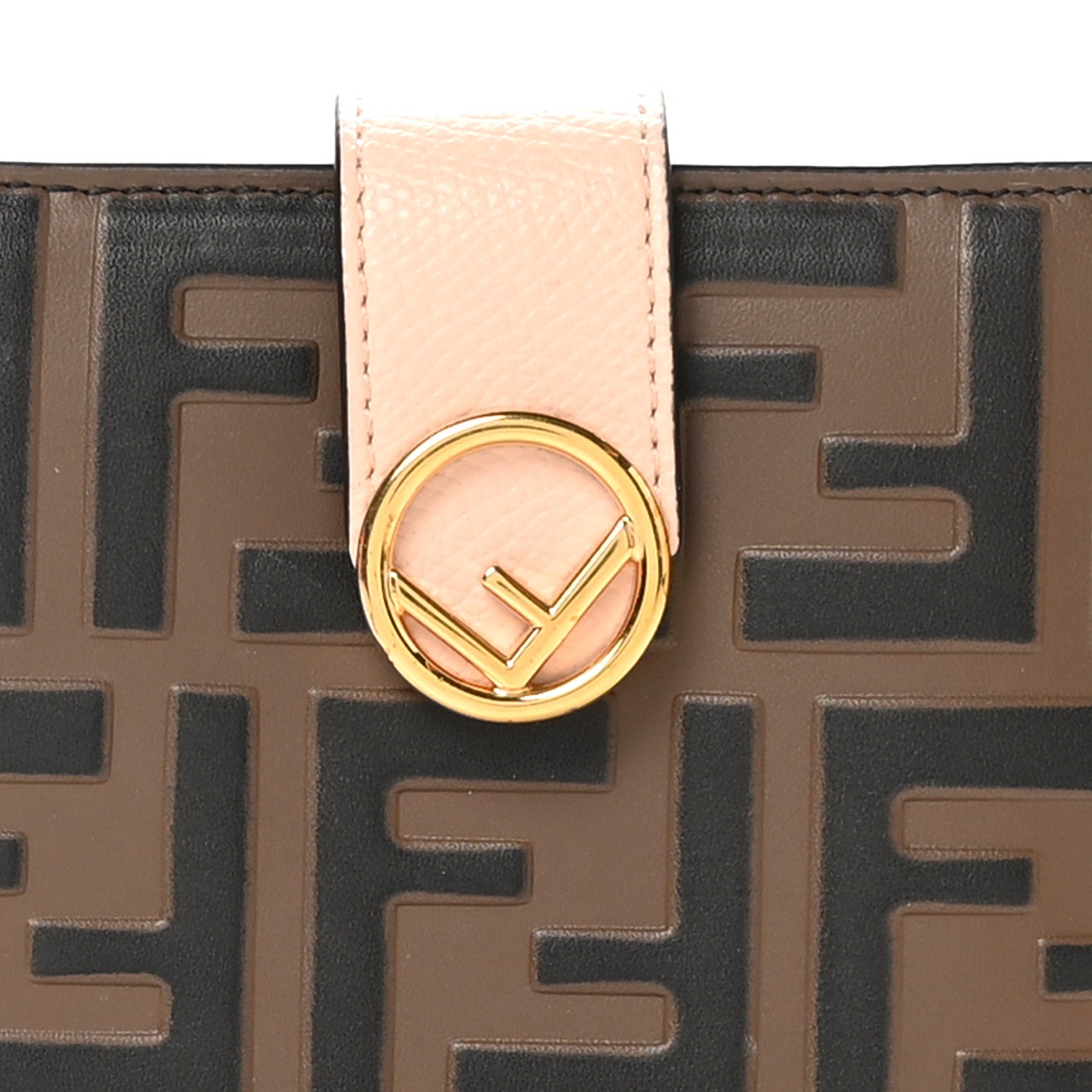 Fendi Vitello Soft F is Fendi Bi-Color FF 1974 Embossed Compact Wallet  Maya Black Light Rose 10 of 11