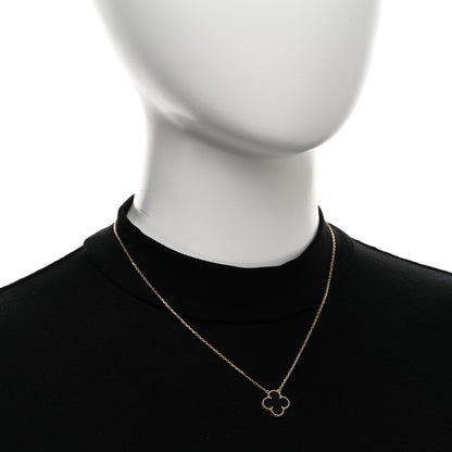 Van Cleef & Arpels 18K Yellow Gold Black Onyx Vintage Alhambra Pendant Necklace 2 of 4