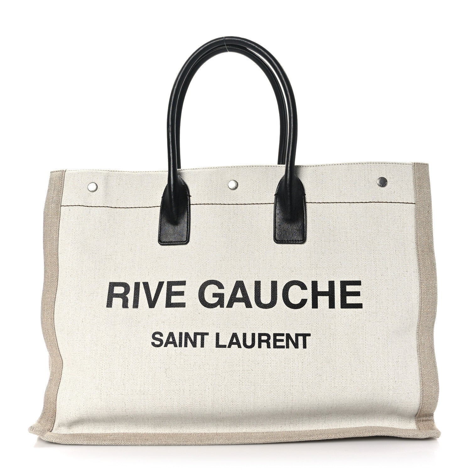 Saint Laurent Linen Calfskin Rive Gauche Tote Optic White 1 of 8