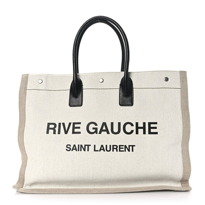 Saint Laurent Linen Calfskin Rive Gauche Tote Optic White 1 of 8