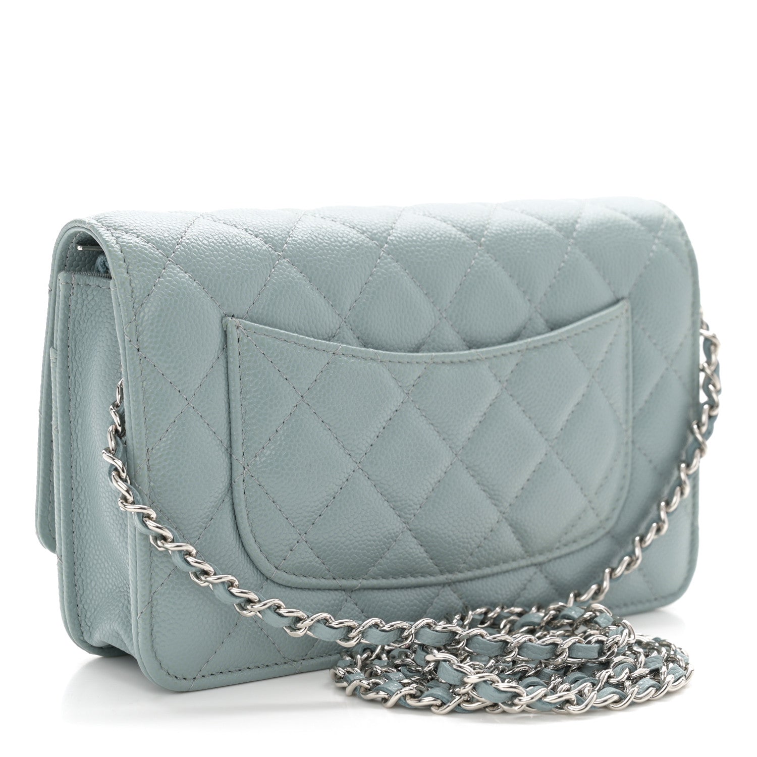 Chanel Caviar Quilted Wallet on Chain WOC Light Blue 3 of 11