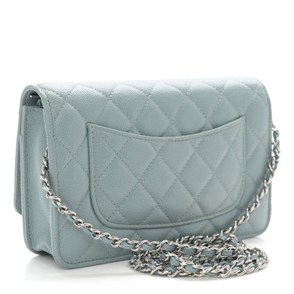 Chanel Caviar Quilted Wallet on Chain WOC Light Blue 3 of 11