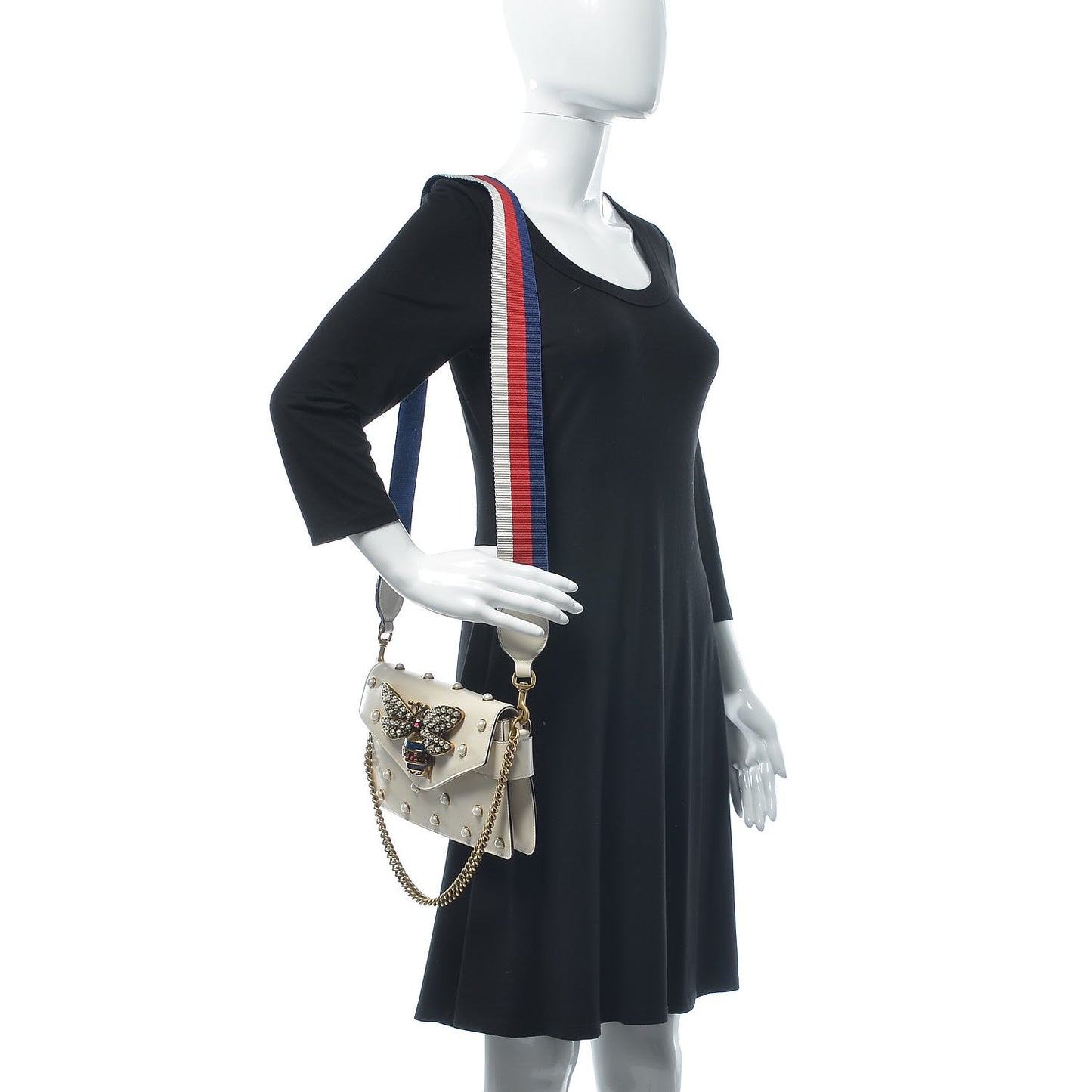 Nappa Pearl Studded Mini Queen Margaret Broadway Shoulder Bag Mystic White