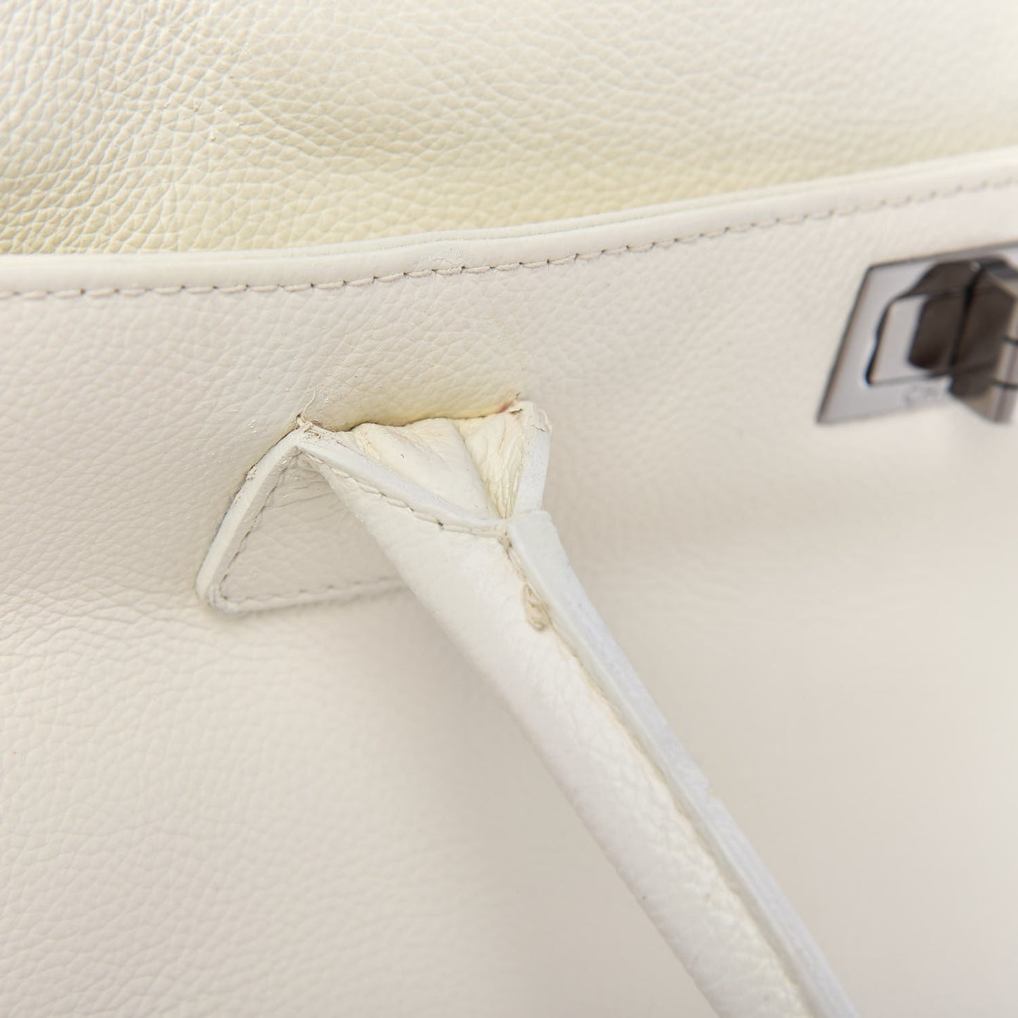 Calfskin Mademoiselle Lock Cerf Executive Shopper Tote White