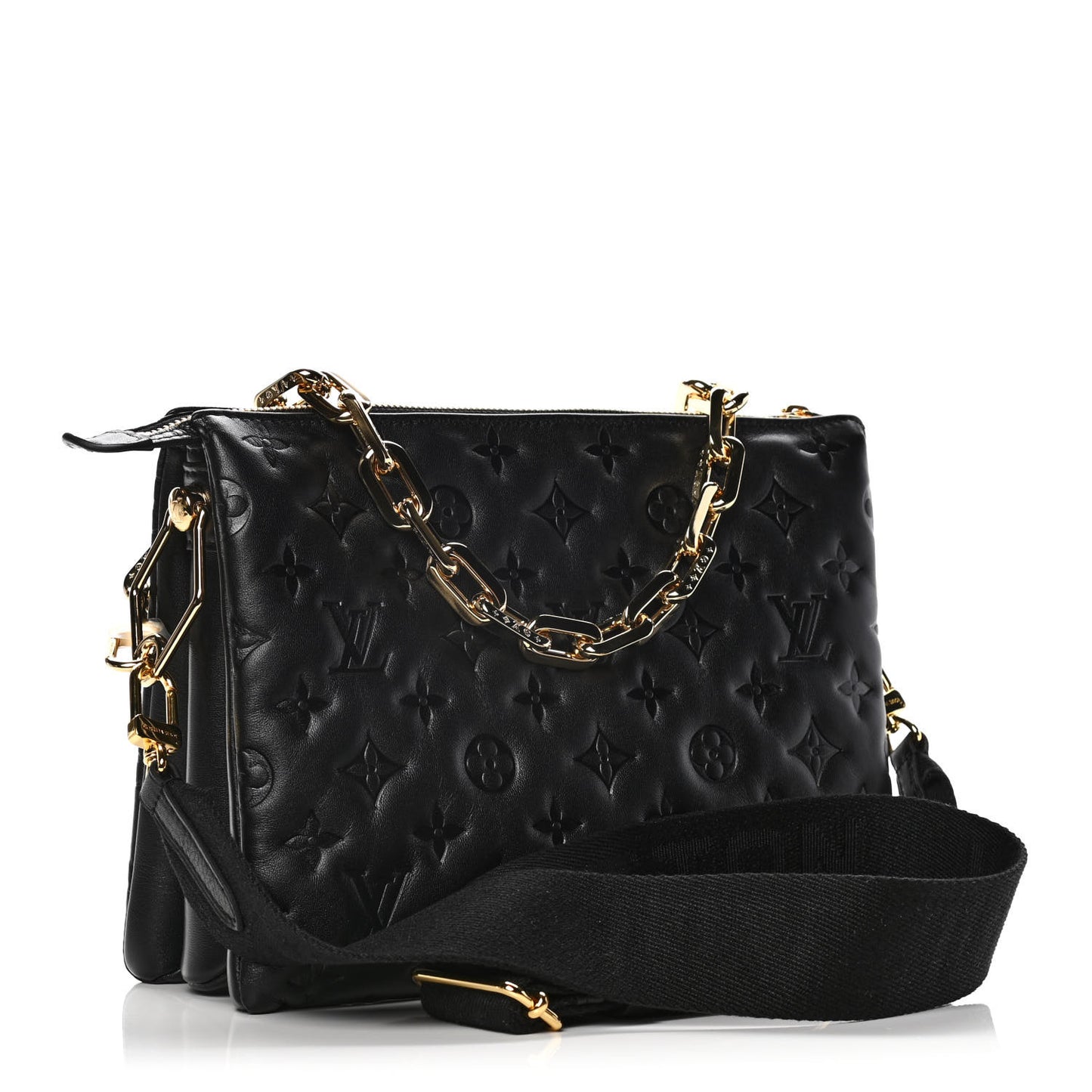 Lambskin Embossed Monogram Coussin PM Black