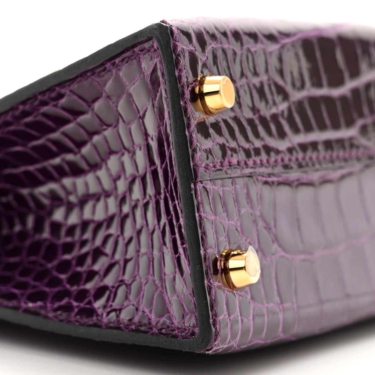Shiny Alligator Mini Kelly Sellier 20 Cassis
