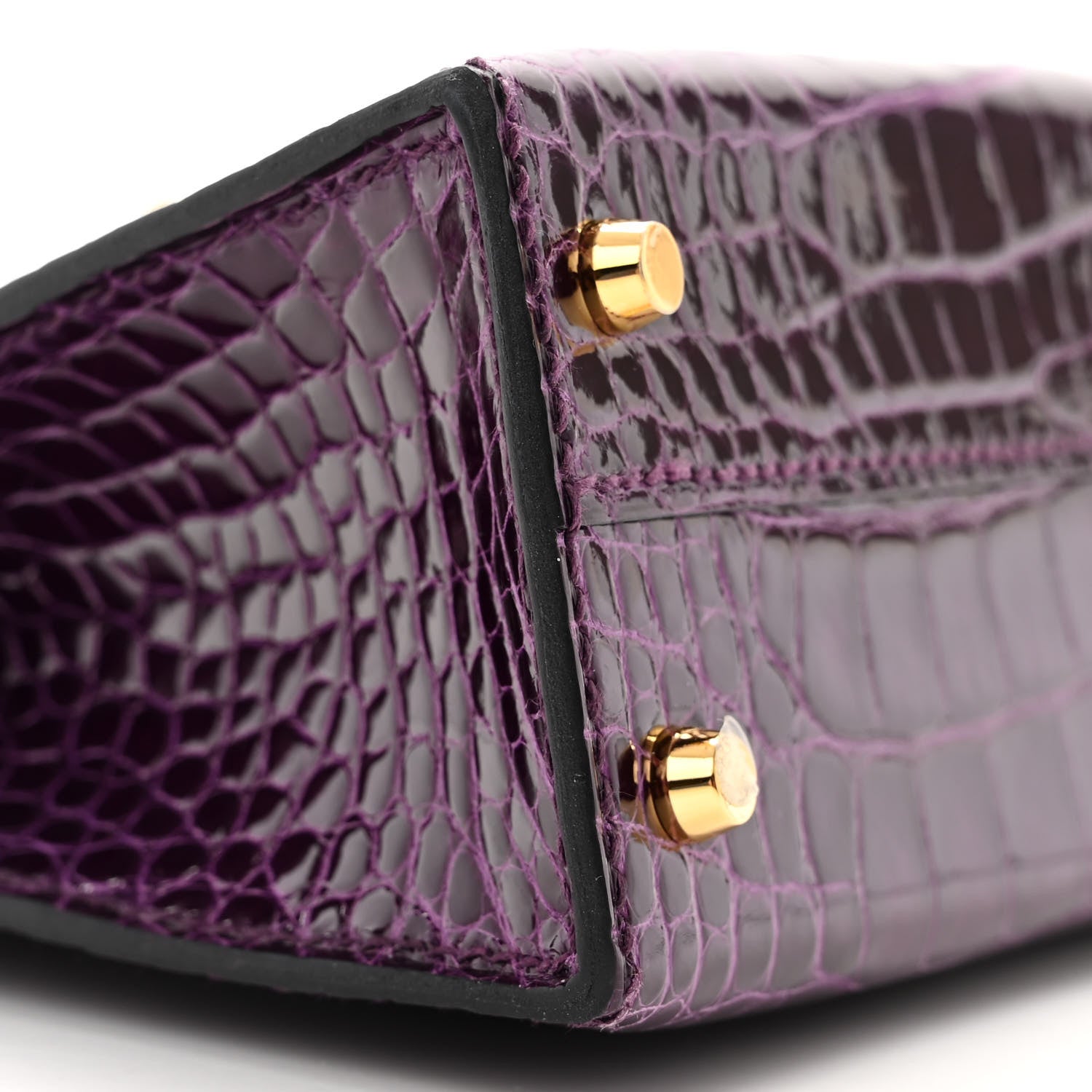 Hermes Shiny Alligator Mini Kelly Sellier 20 Cassis 8 of 10