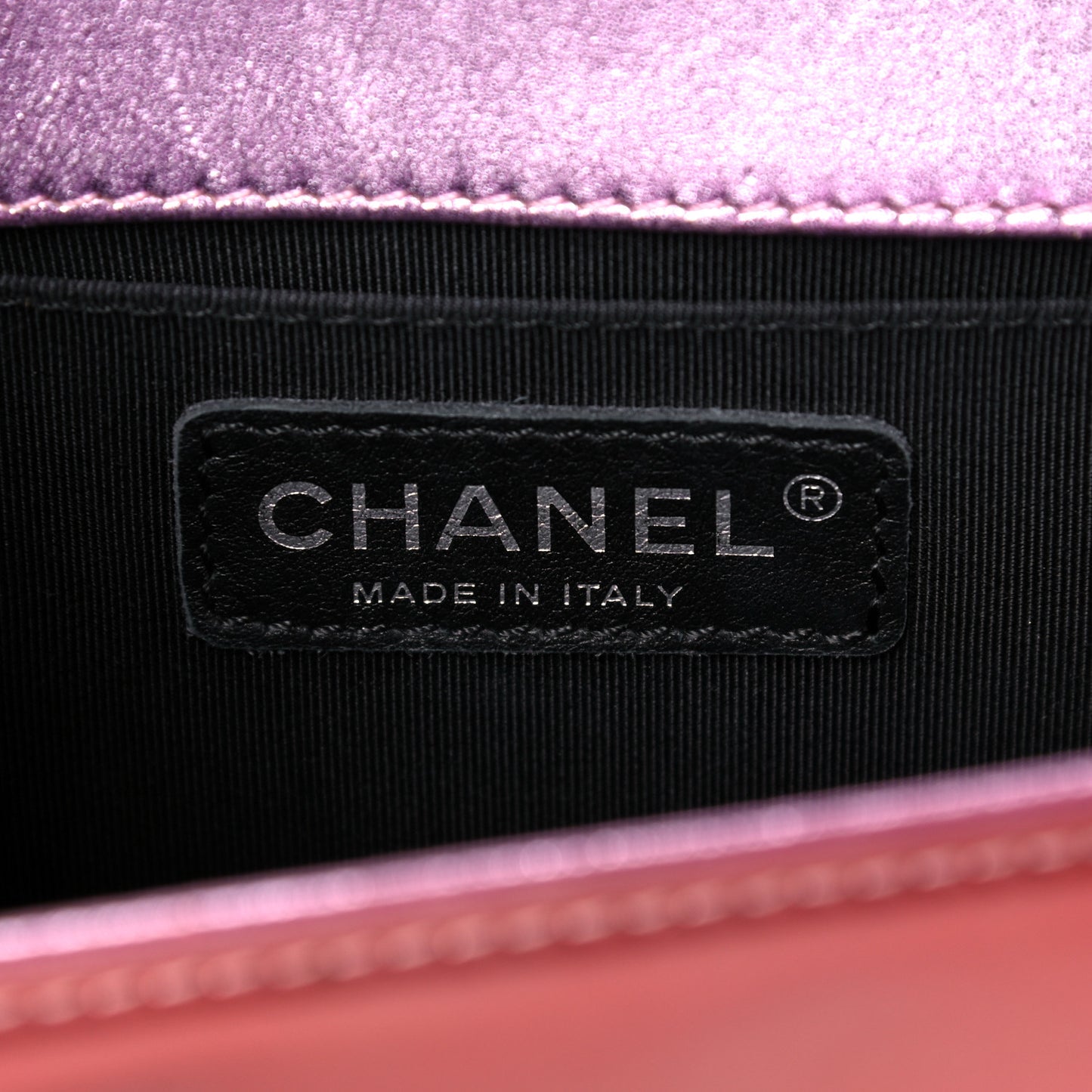 Metallic Patent Calfskin Quilted Small Boy Flap Pink