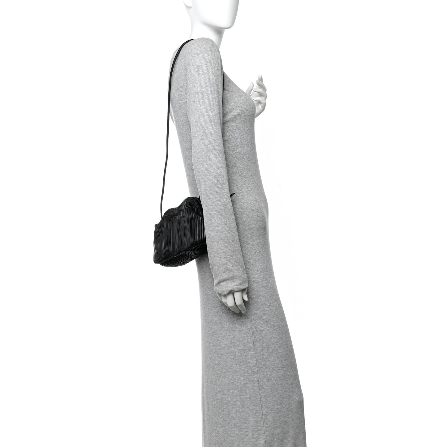 Lambskin Pleated Baci Bag  Black