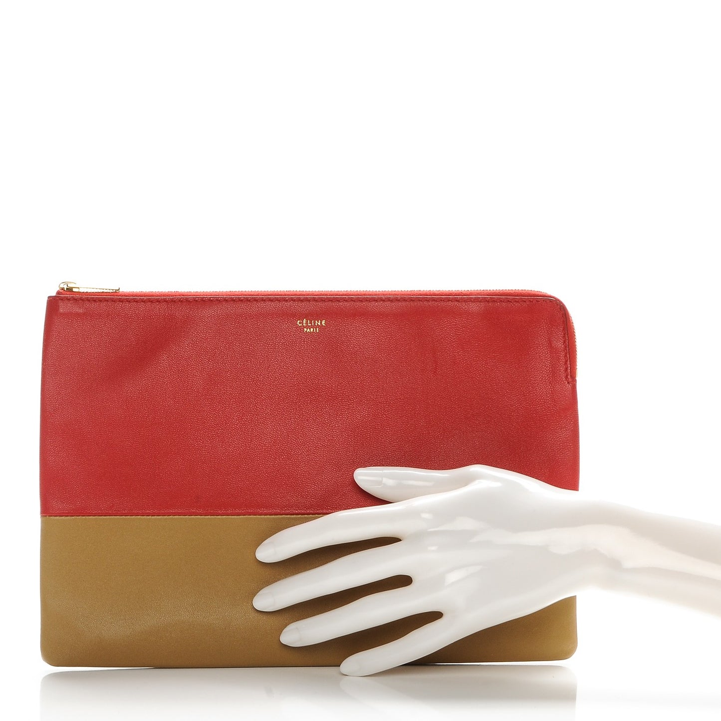 Lambskin Bi-Color Solo Clutch Pouch Raspberry Butter