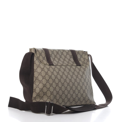 Gucci GG Plus Monogram Large Double Buckle Flap Messenger Bag Beige Dark Brown 3 of 11