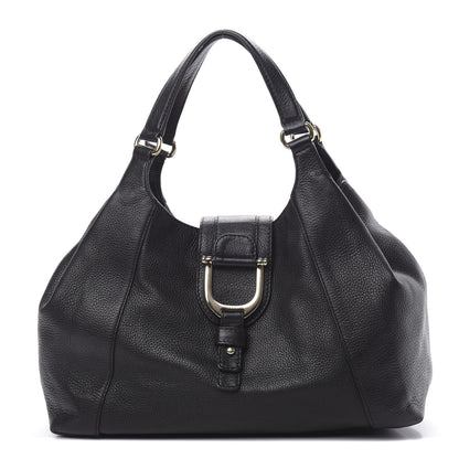 Gucci Pebbled Calfskin Medium Greenwich Shoulder Bag Black 1 of 12