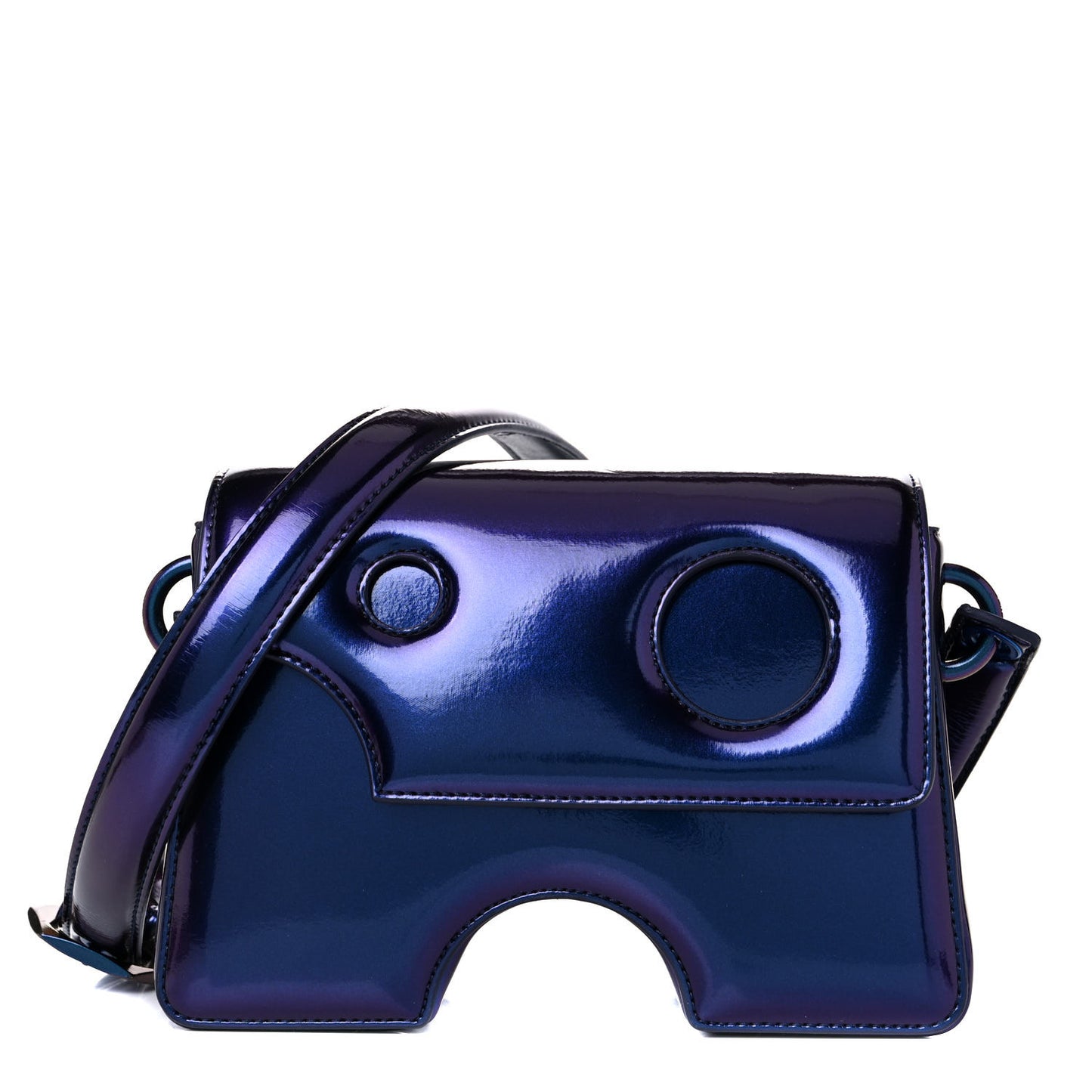 OFF WHITE Iridescent PU Burrow 22 Shoulder Bag Latex Blue