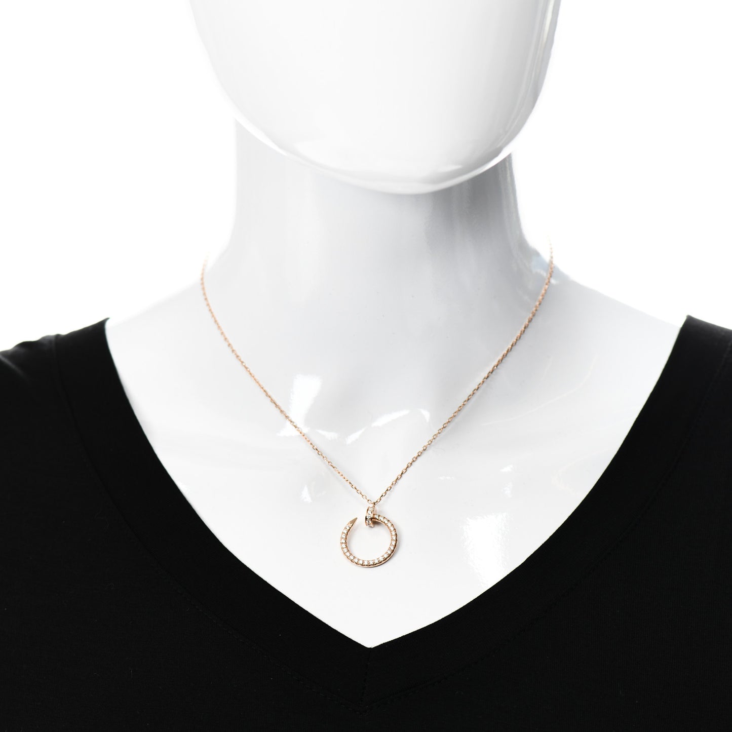 18K Pink Gold Diamond Juste Un Clou Paved Pendant Necklace