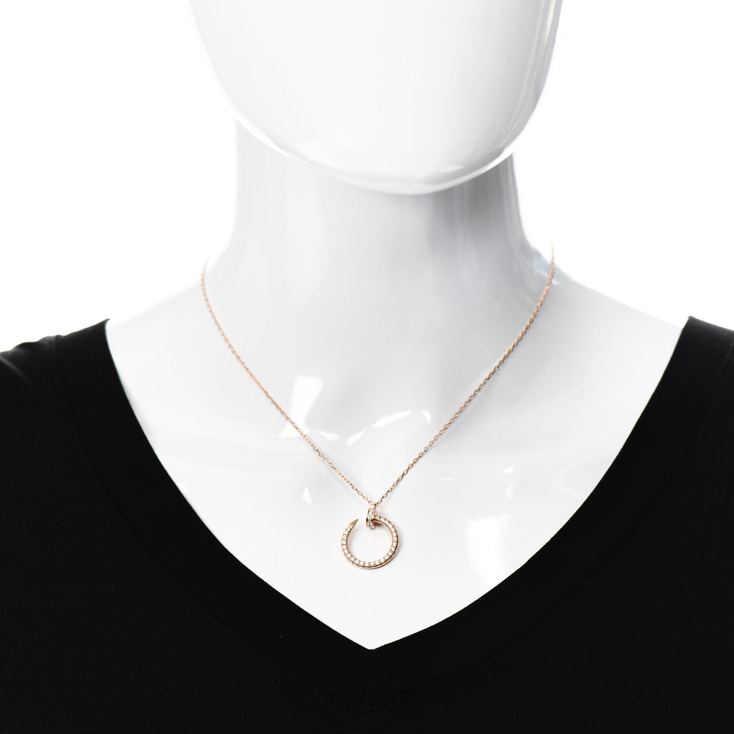 Cartier 18K Pink Gold Diamond Juste Un Clou Paved Pendant Necklace 2 of 6