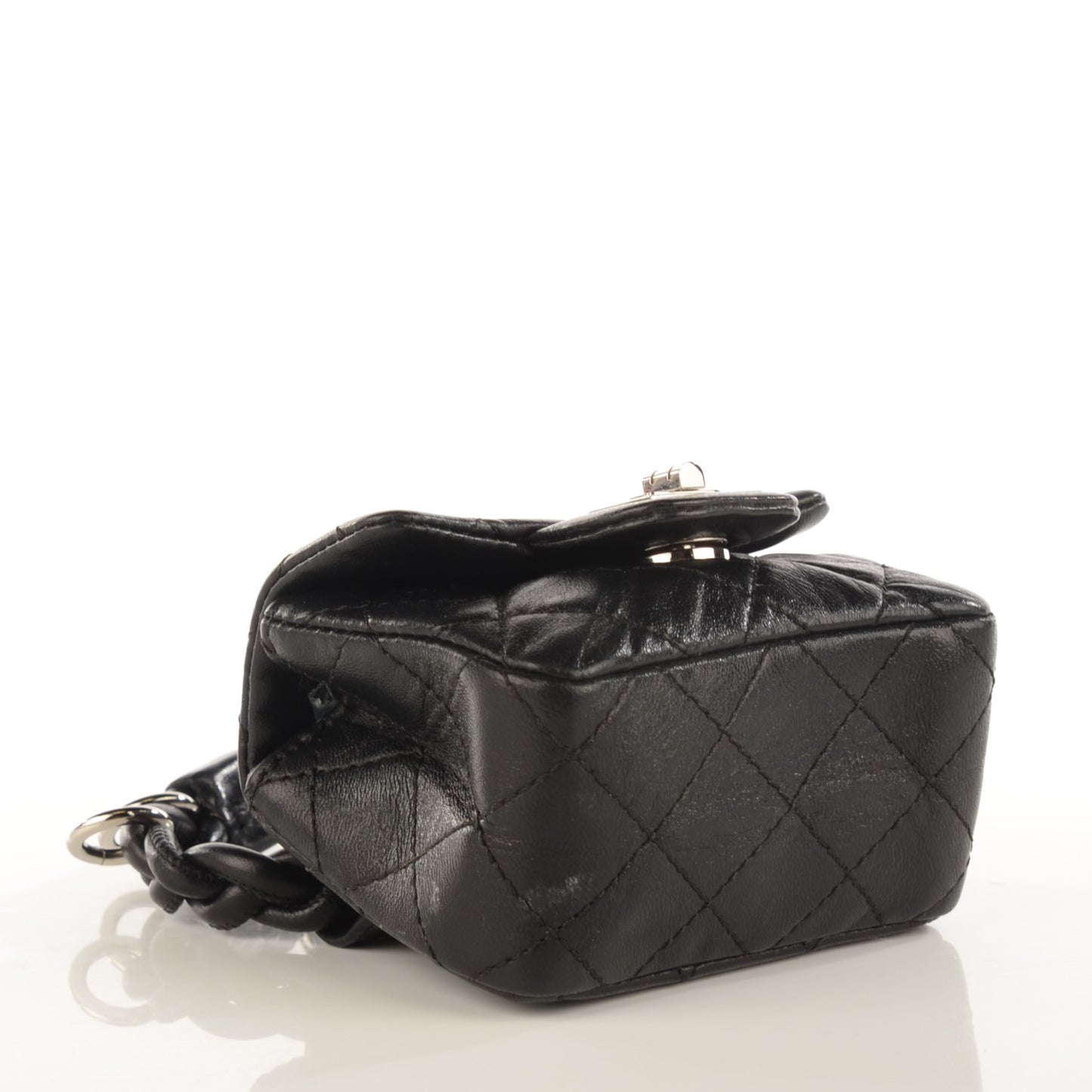 Calfskin Quilted 2.55 Ankle Wrist Bag Black