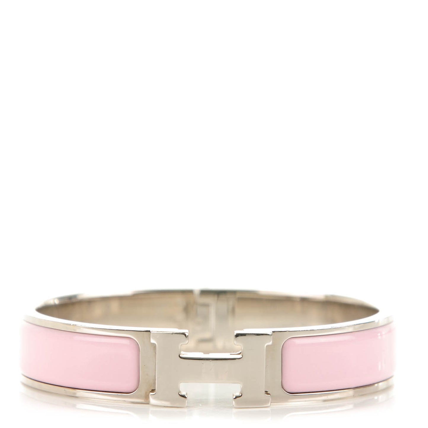 Enamel Narrow Clic Clac H Bracelet PM Rose Poudre