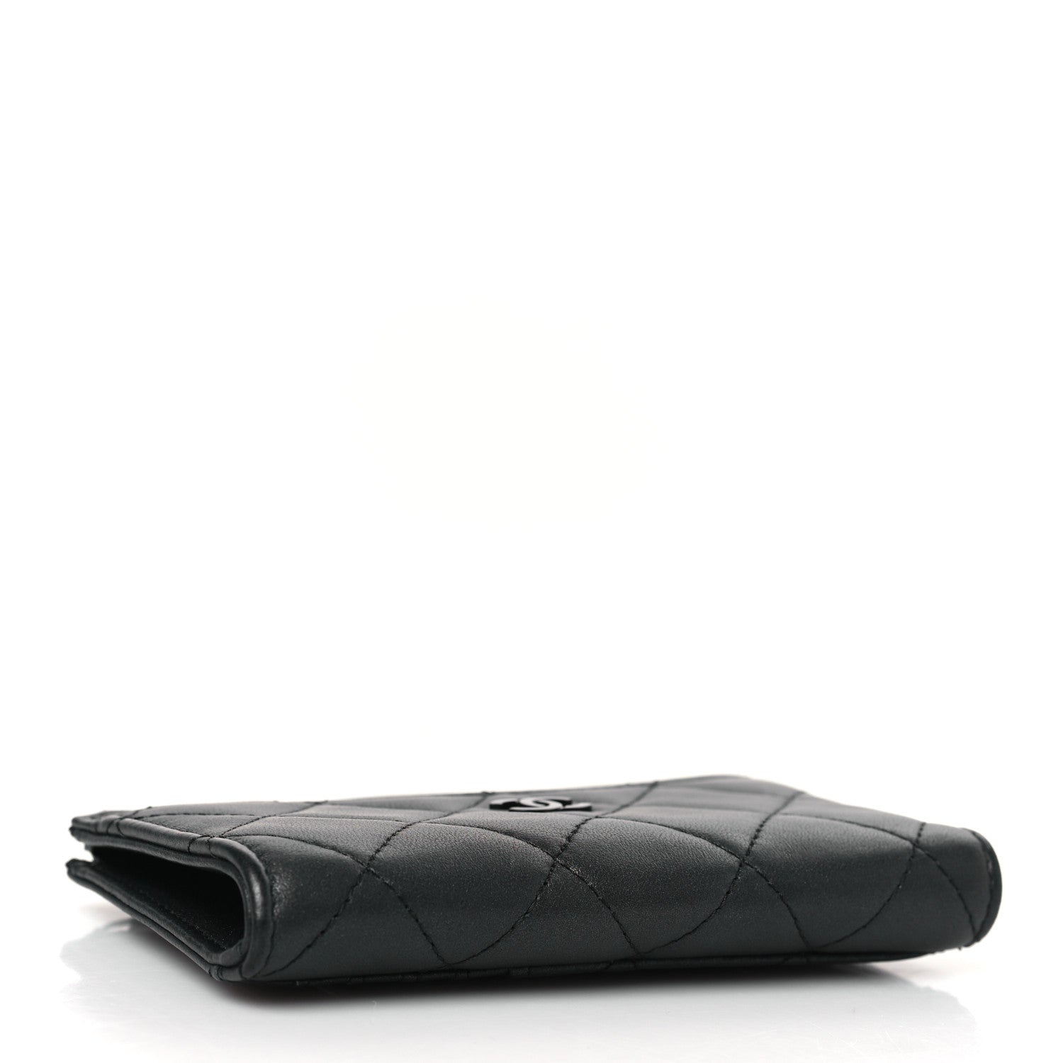 Chanel Pearly Lambskin Quilted Zip Card Holder So Black 4 of 7