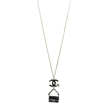 Chanel Enamel Charming Chic Classic Flap CC Charm Necklace Black 1 of 5