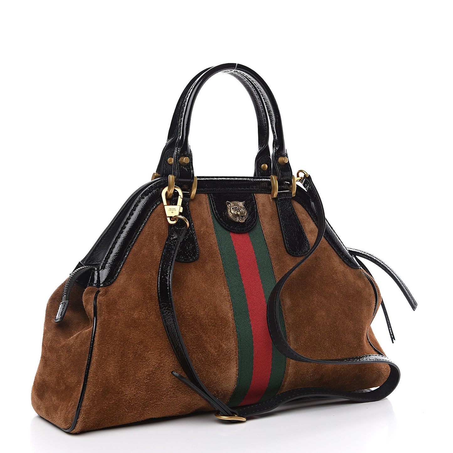 Suede Ophidia Medium Re(Belle) Top Handle Bag Nocciola Black