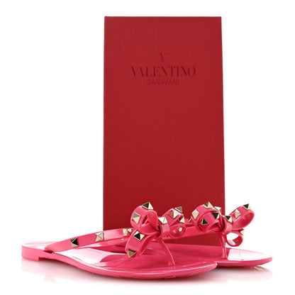 Valentino Garavani PVC Jelly Rockstud Bow Thong Sandals 38 Shadow Pink 10 of 10