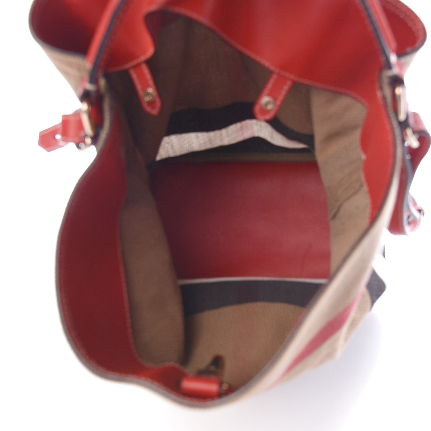 Burberry Canvas Mega Check Medium Ashby Hobo Cadmium Red 5 of 8