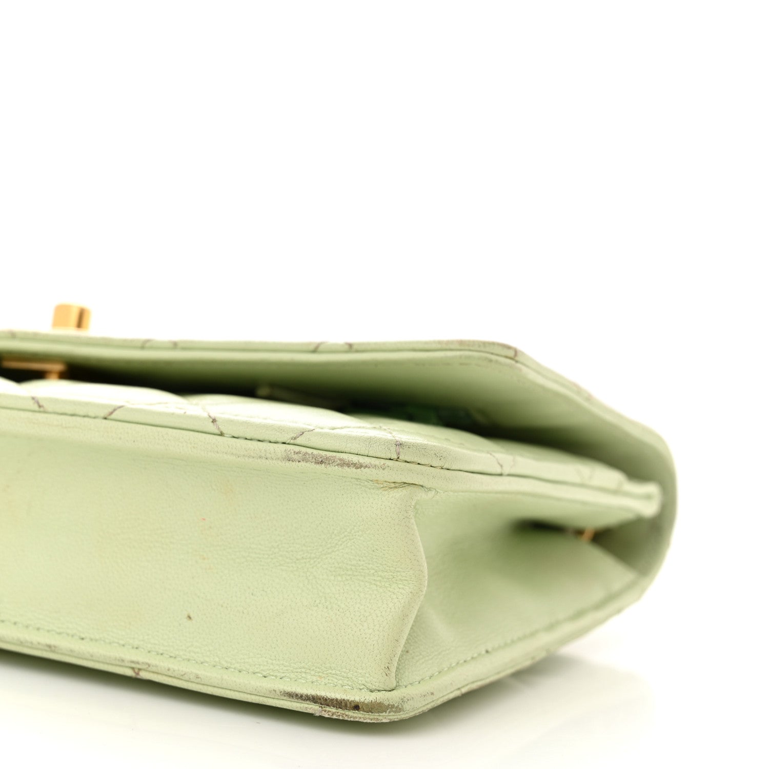 Chanel Lambskin Quilted CC Pearl Crush Wallet on Chain WOC Light Green 11 of 23