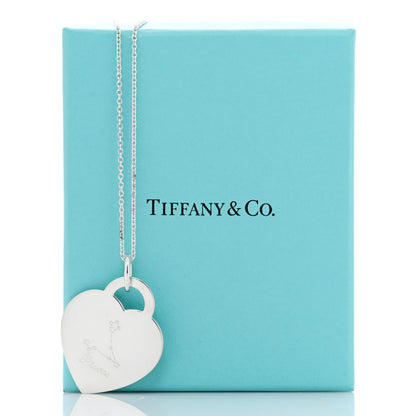 Tiffany Sterling Silver Zodiac Pisces Heart Tag Pendant Necklace 6 of 6