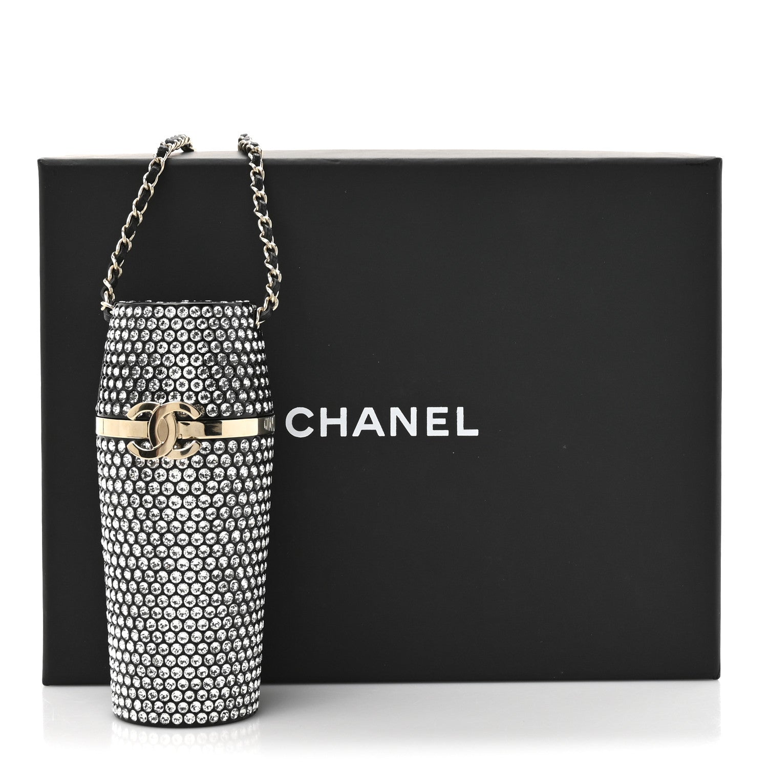 Chanel Metal Resin Lambskin Crystal Lipstick Case Long Necklace On Chain Silver Black Gold 6 of 6