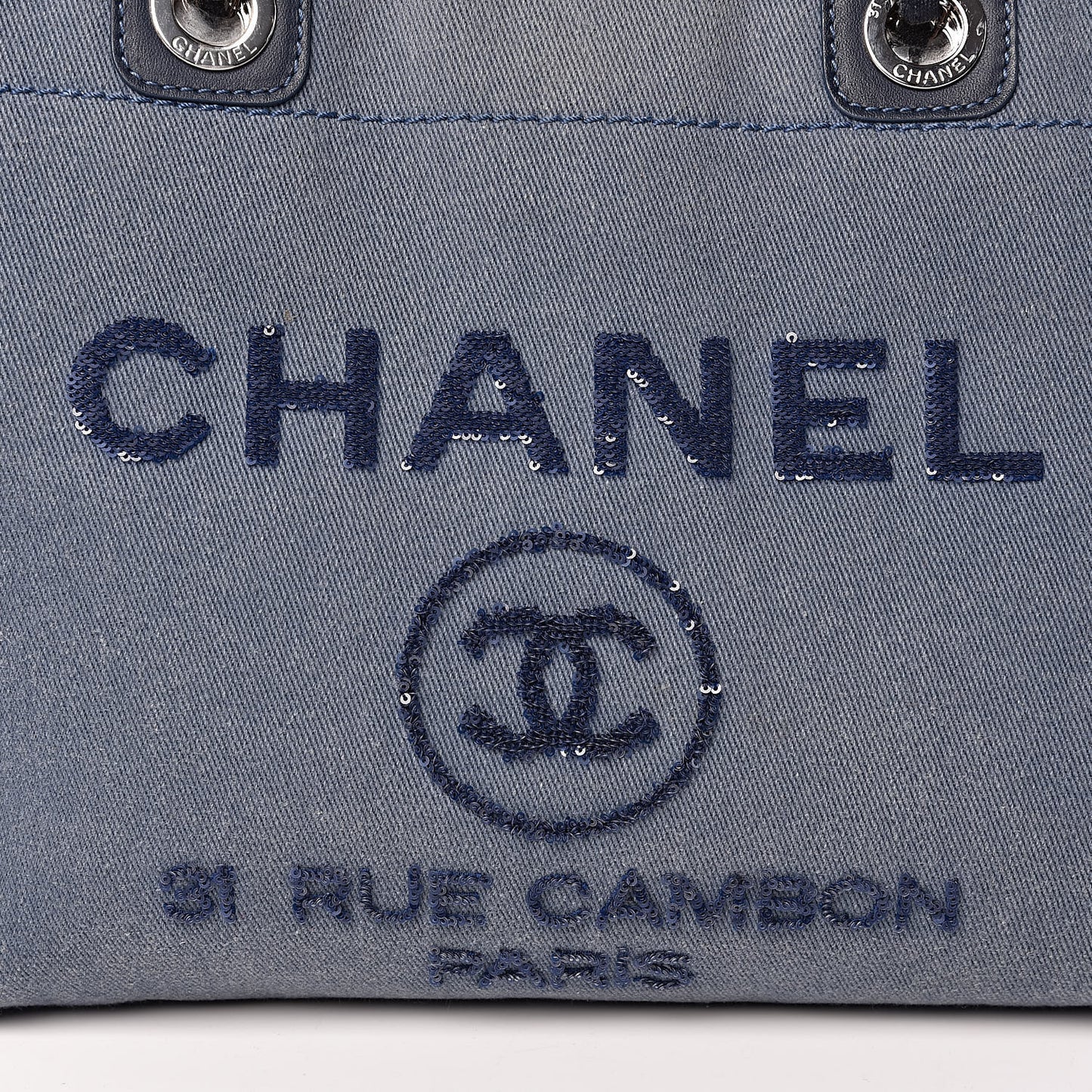 Canvas Sequin Small Deauville Tote Navy