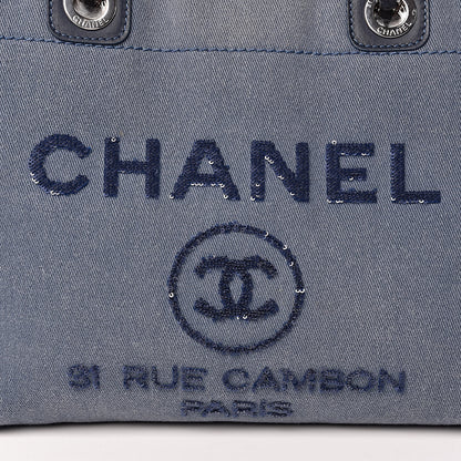 Chanel Canvas Sequin Small Deauville Tote Navy 10 of 14